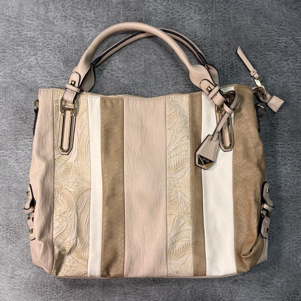 Jessica Simpson Striped Patchwork Panel Shoulder … - image 1